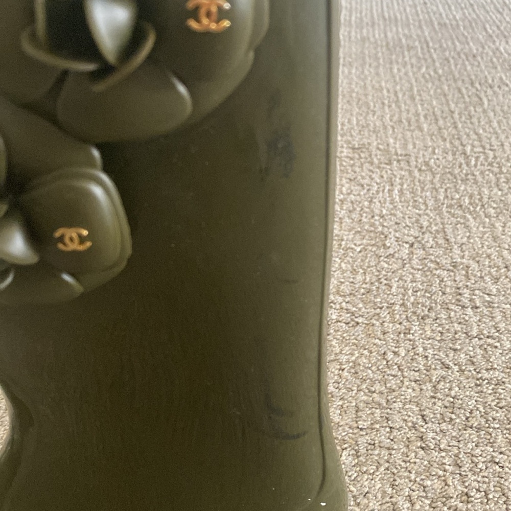 CHANEL Camellia Rain Boots Boots Women's Rubber Moss Green size 39 (8) - Picture 7 of 8